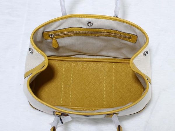 Hermes canvas garden party 30 bag G30 white&bright yellow