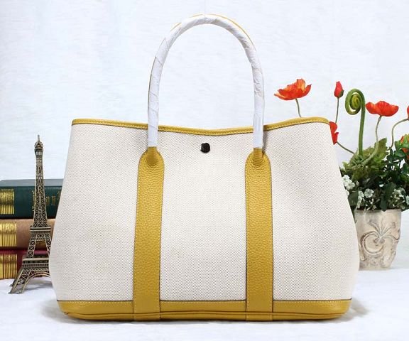 Hermes original canvas large garden party 36 bag G36 white&yellow