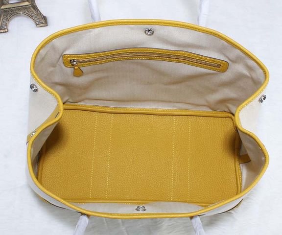 Hermes original canvas large garden party 36 bag G36 white&yellow