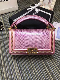 CC original python leather medium boy handbag A94804 pink