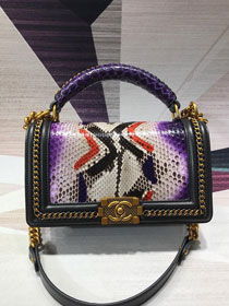 CC original python leather medium le boy handbag A94804 black&purple