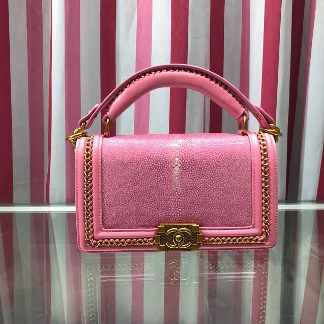 CC original stingray skin boy handbag A94804 pink