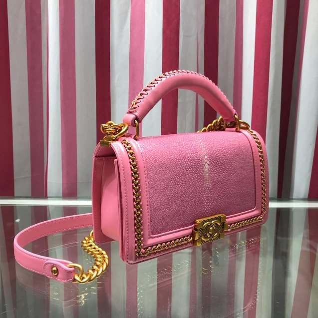 CC original stingray skin boy handbag A94804 pink