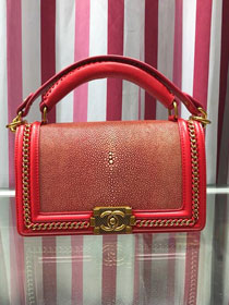 CC original stingray skin boy handbag A94804 red