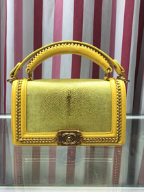 CC original stingray skin boy handbag A94804 yellow