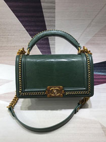 CC original lizard leather boy handbag A94804 green