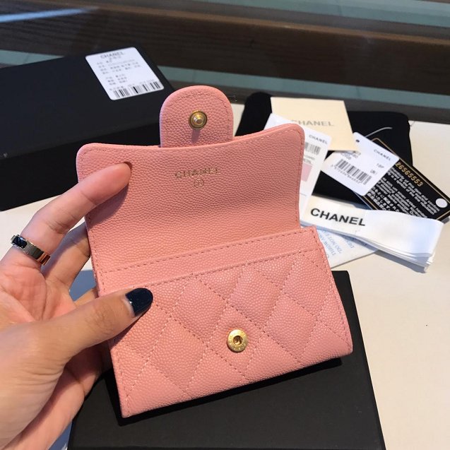 CC grained calfskin classic card holder AP0214 pink