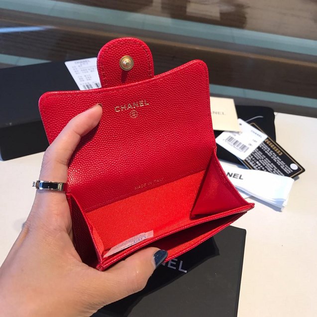 CC grained calfskin classic card holder AP0214 red