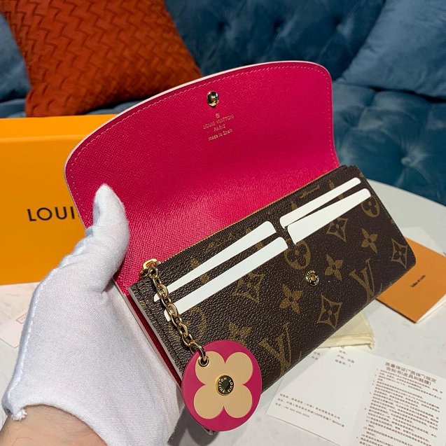 Louis vuitton monogram Emilie wallet M68331 rose red