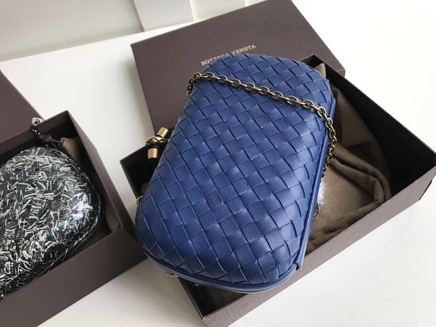 BV original lambskin chain knot clutch 498478 blue