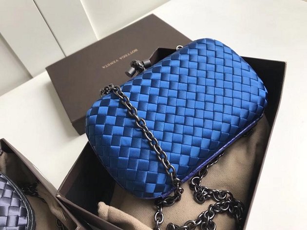 BV original silk chain knot clutch 498478 blue