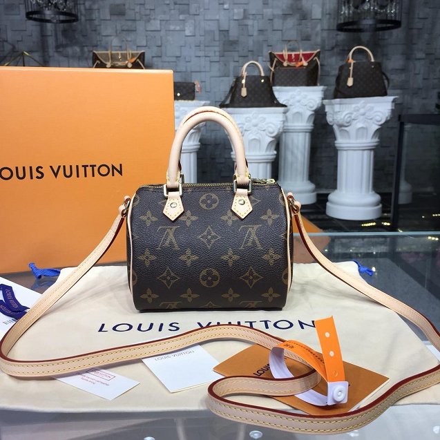 Louis vuitton original handmade monogram canvas nano speedy M61252