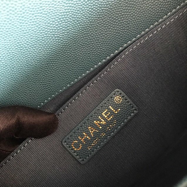 2019 CC original grained calfskin boy handbag A67086-2 turquoise