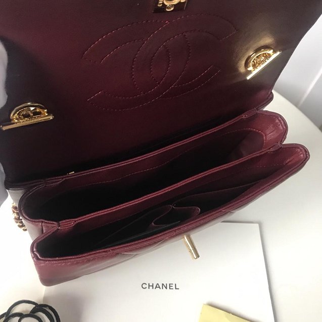 2019 CC original lambskin top handle small flap bag A92236 bordeaux