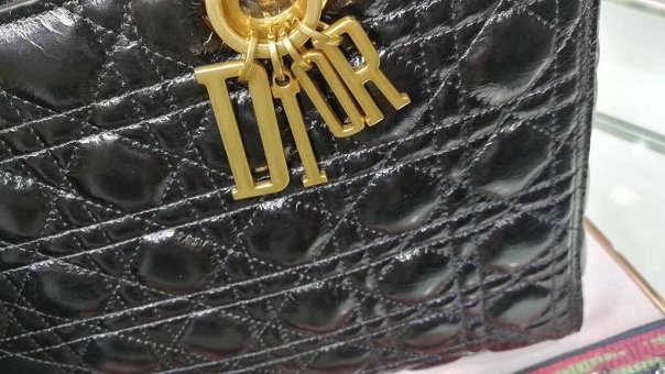 Dior original aged calfskin large lady dior bag M0566 black