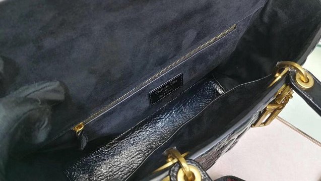 Dior original aged calfskin large lady dior bag M0566 black