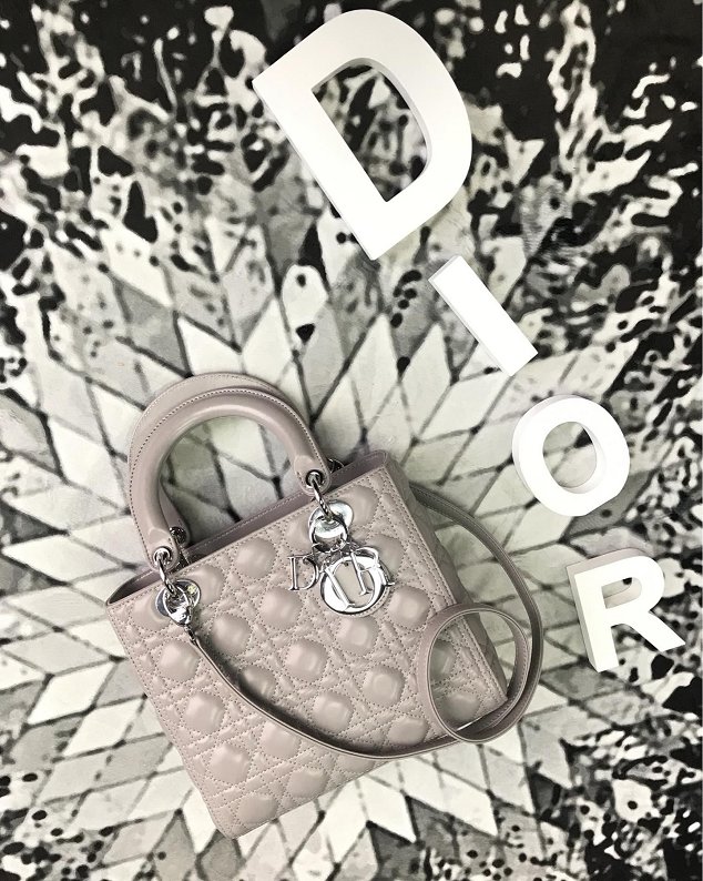 Dior original lambskin lady dior bag 44551 grey