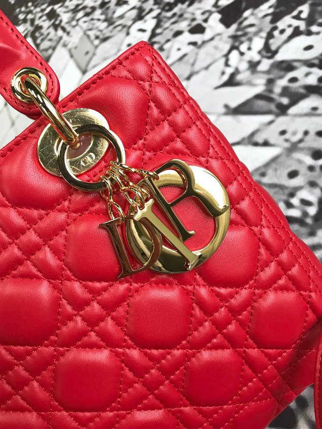 Dior original lambskin lady dior bag 44551 red