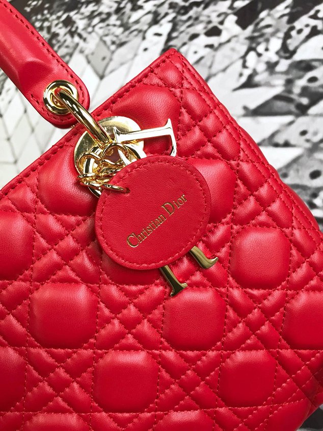 Dior original lambskin lady dior bag 44551 red