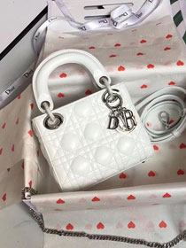 Dior original lambskin mini lady dior bag M0505 white