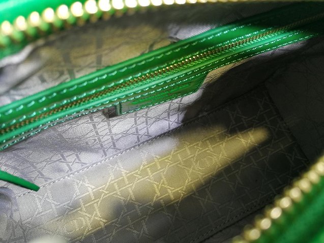 Dior original patent calfskin lady dior bag 44551 green