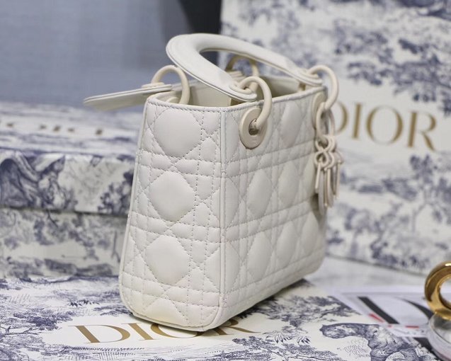2019 Dior original lambskin mini lady dior ultra-matte bag M0505 white