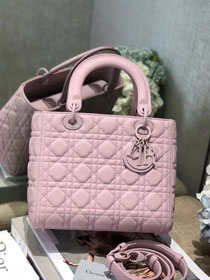 2019 Dior original lambskin medium lady dior ultra-matte bag M0565 pink