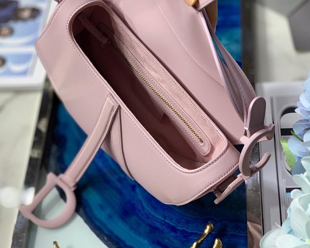 019 Dior original calfskin mini ultra-matte saddle bag M0447 pink