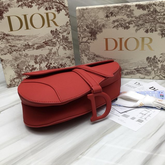 2019 Dior original calfskin ultra-matte saddle bag M0446 red