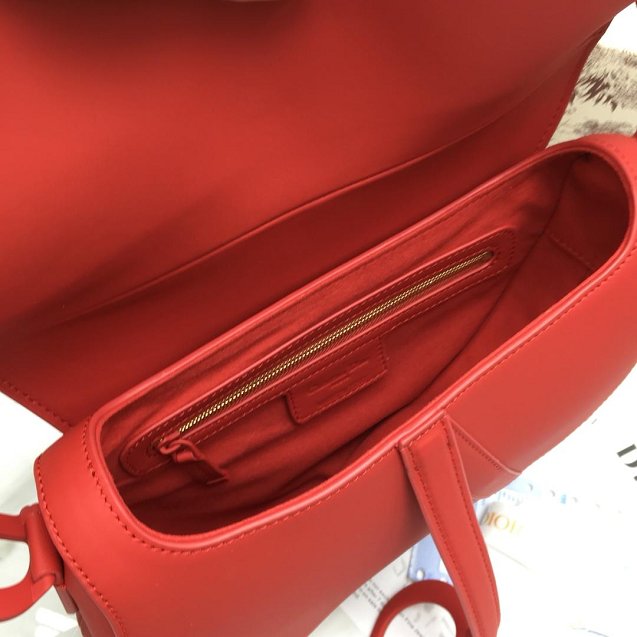 2019 Dior original calfskin ultra-matte saddle bag M0446 red