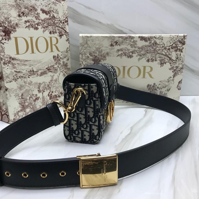 2019 Dior original canvas 30 montaigne box bag M9204 navy blue