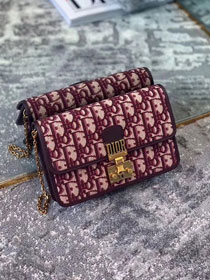 2019 Dior original canvas dioraddict wallet on chain M58108 burgundy