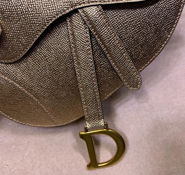 2019 Dior original grained calfskin mini saddle bag M0447 gold