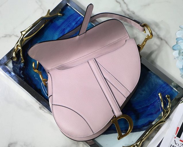 2019 Dior original grained calfskin saddle bag M0446 light pink