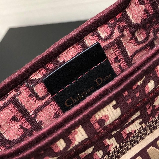 Dior original canvas book mini tote oblique bag S5475 burgundy