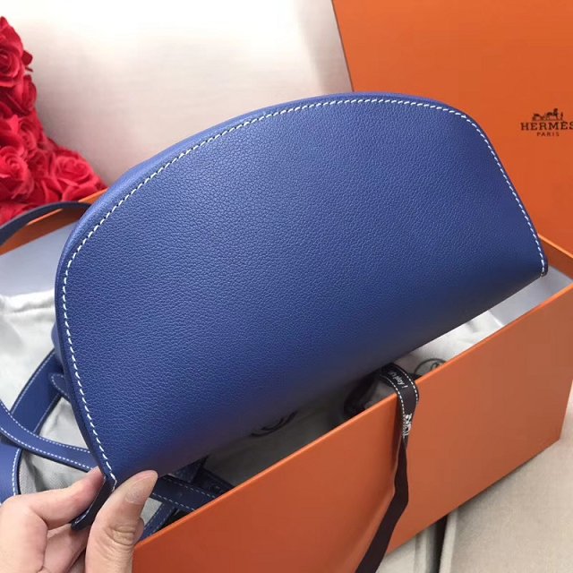 Hermes original handmade evercolour leather GR24 backpack H024 blue