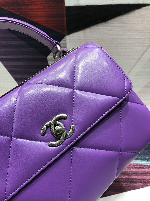 2020 CC original lambskin top handle flap bag A92236 purple