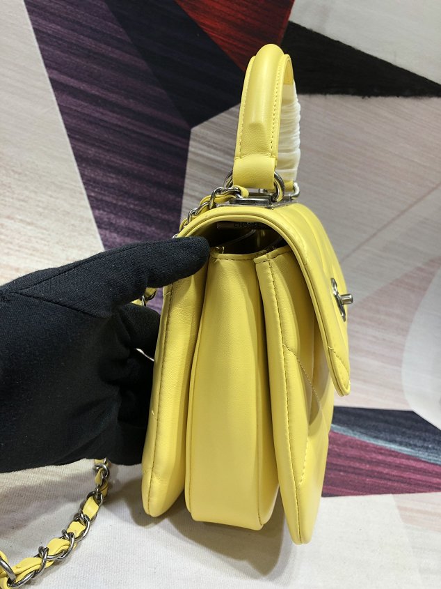 2020 CC original lambskin top handle flap bag A92236 yellow