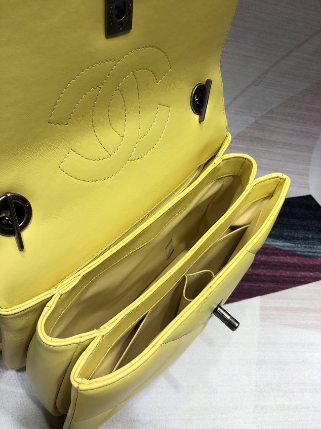 2020 CC original lambskin top handle flap bag A92236 yellow