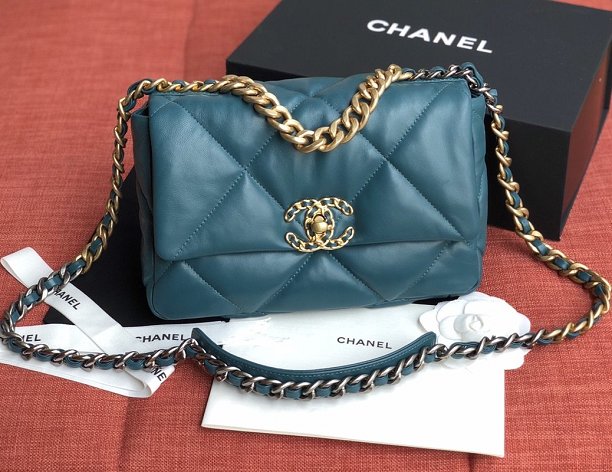 2020 CC original lambskin 19 flap bag AS1160 turquoise