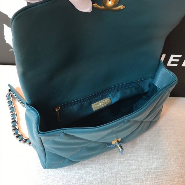 2020 CC original lambskin 19 large flap bag AS1161 turquoise