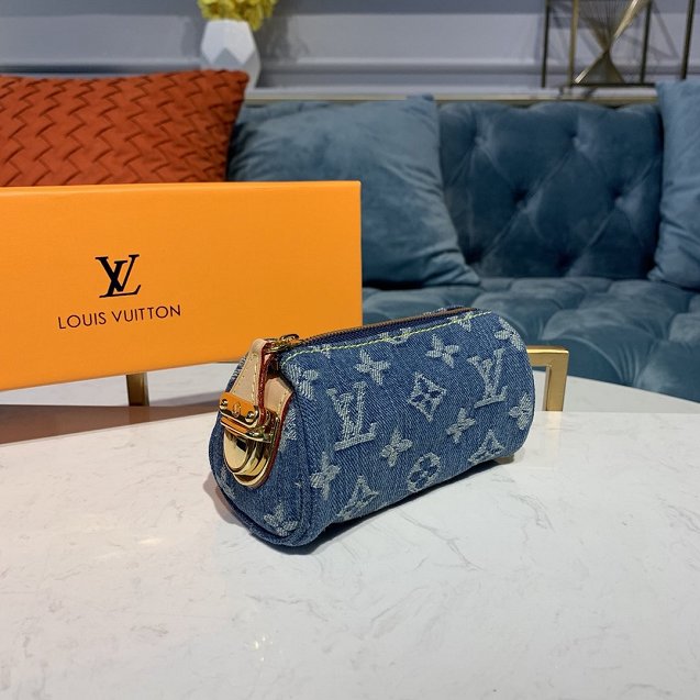 Louis vuitton original monogram denim clutch m58117 blue