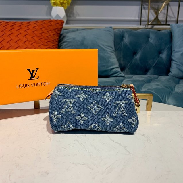 Louis vuitton original monogram denim clutch m58117 blue