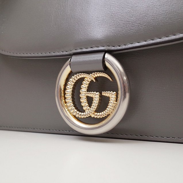 2020 GG original calfskin small leather shoulder bag 589474 grey