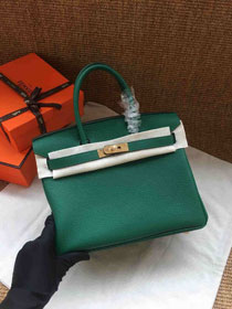 Hermes soft calf leather birkin 25 bag H25-5 green	