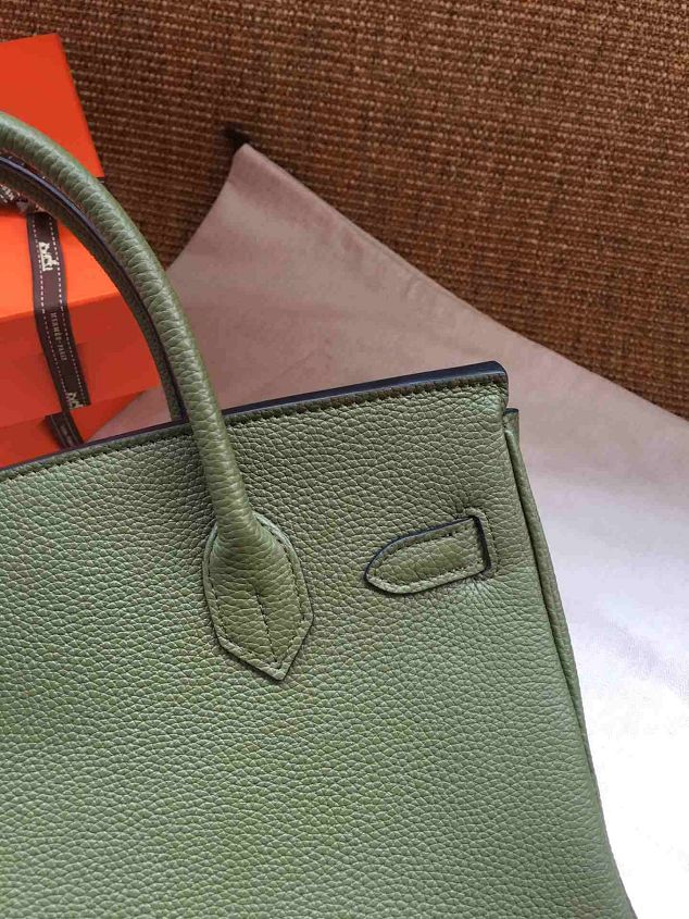 Hermes soft calf leather birkin 25 bag H25-5 blackish green