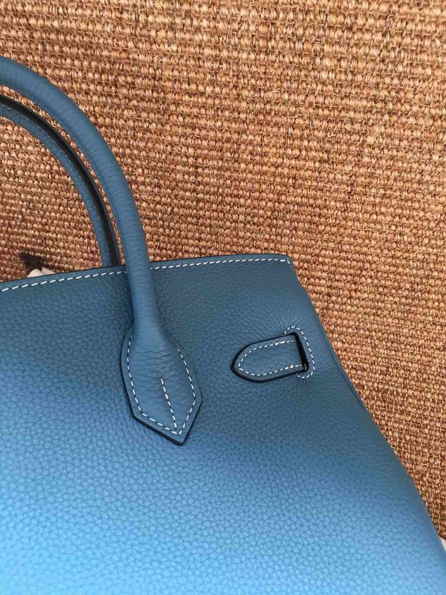 Hermes soft calf leather birkin 30 bag H30-5 blue