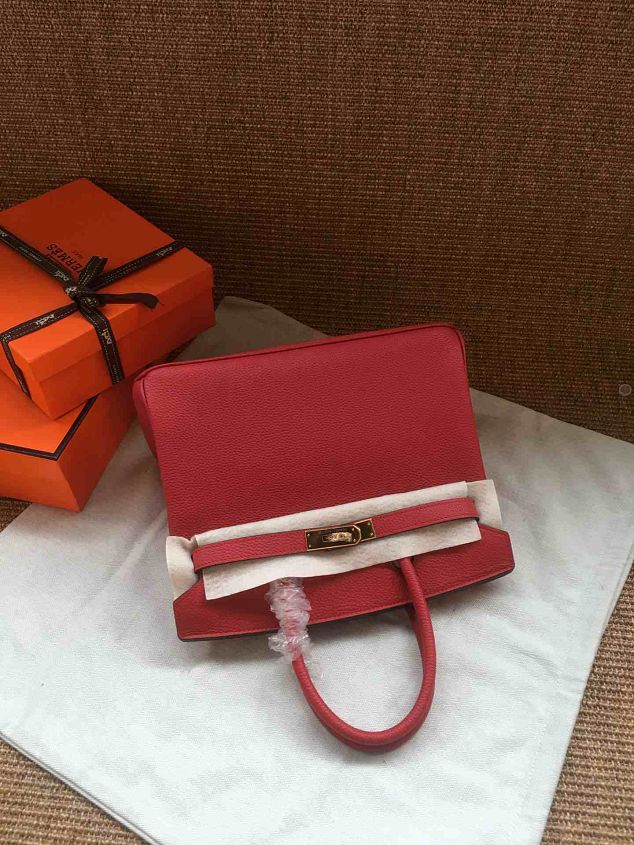 Hermes soft calf leather birkin 25 bag H25-5 red