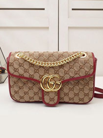 2020 GG original canvas small marmont bag 443497 red