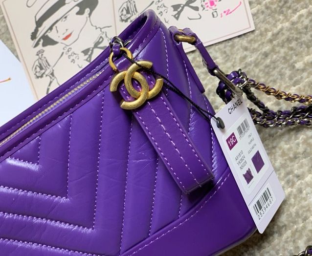 2020 CC original calfskin gabrielle small hobo bag A91810-2 purple